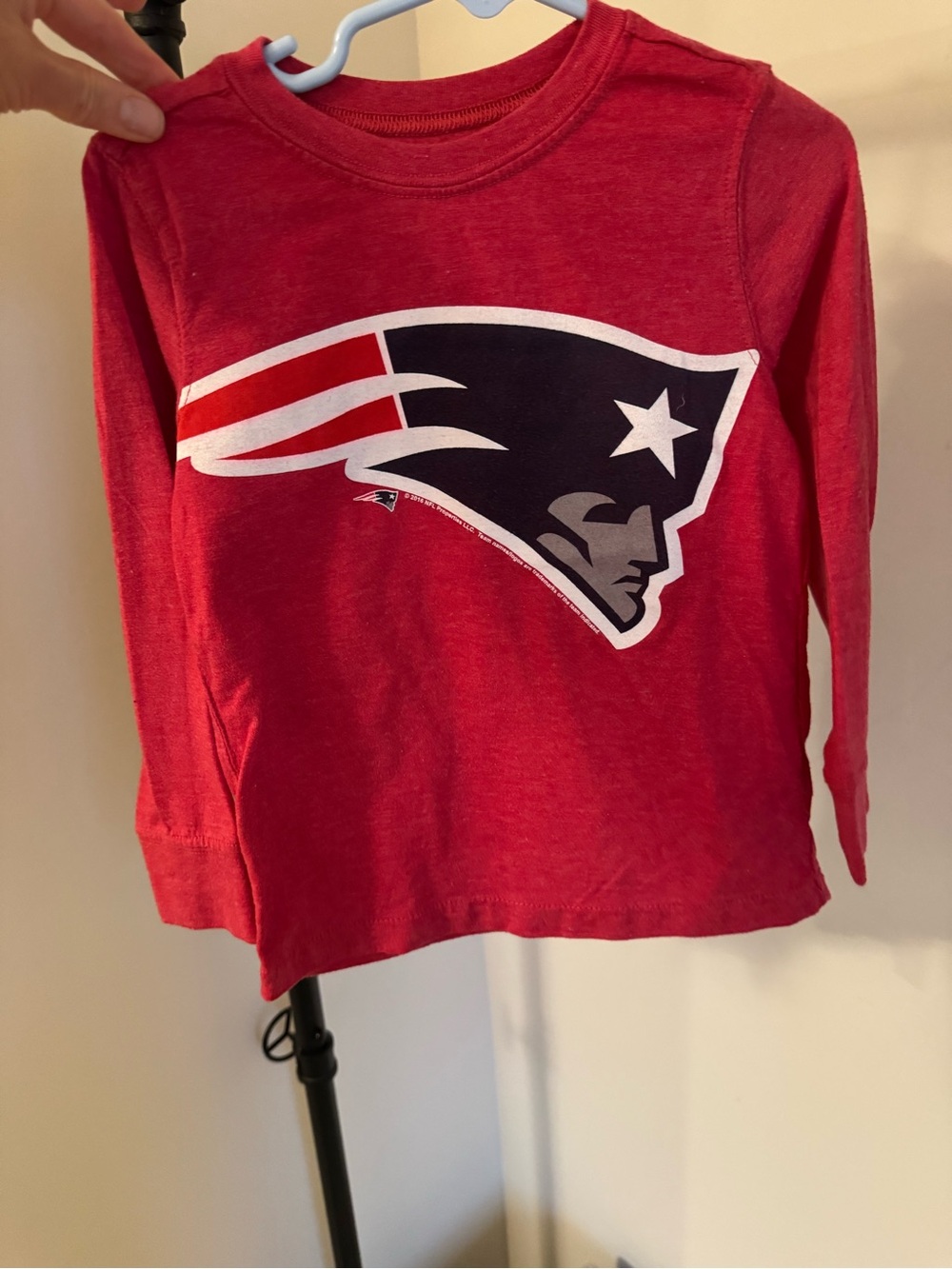 NFL Kids Red Long-Sleeve Tee with Patriots Logo